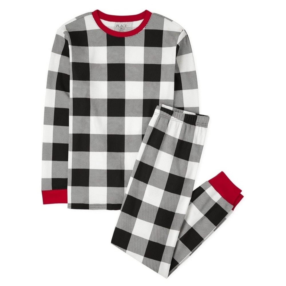 NEW The Children's Place Adult Pajamas - White/Black Plaid - Size XXL